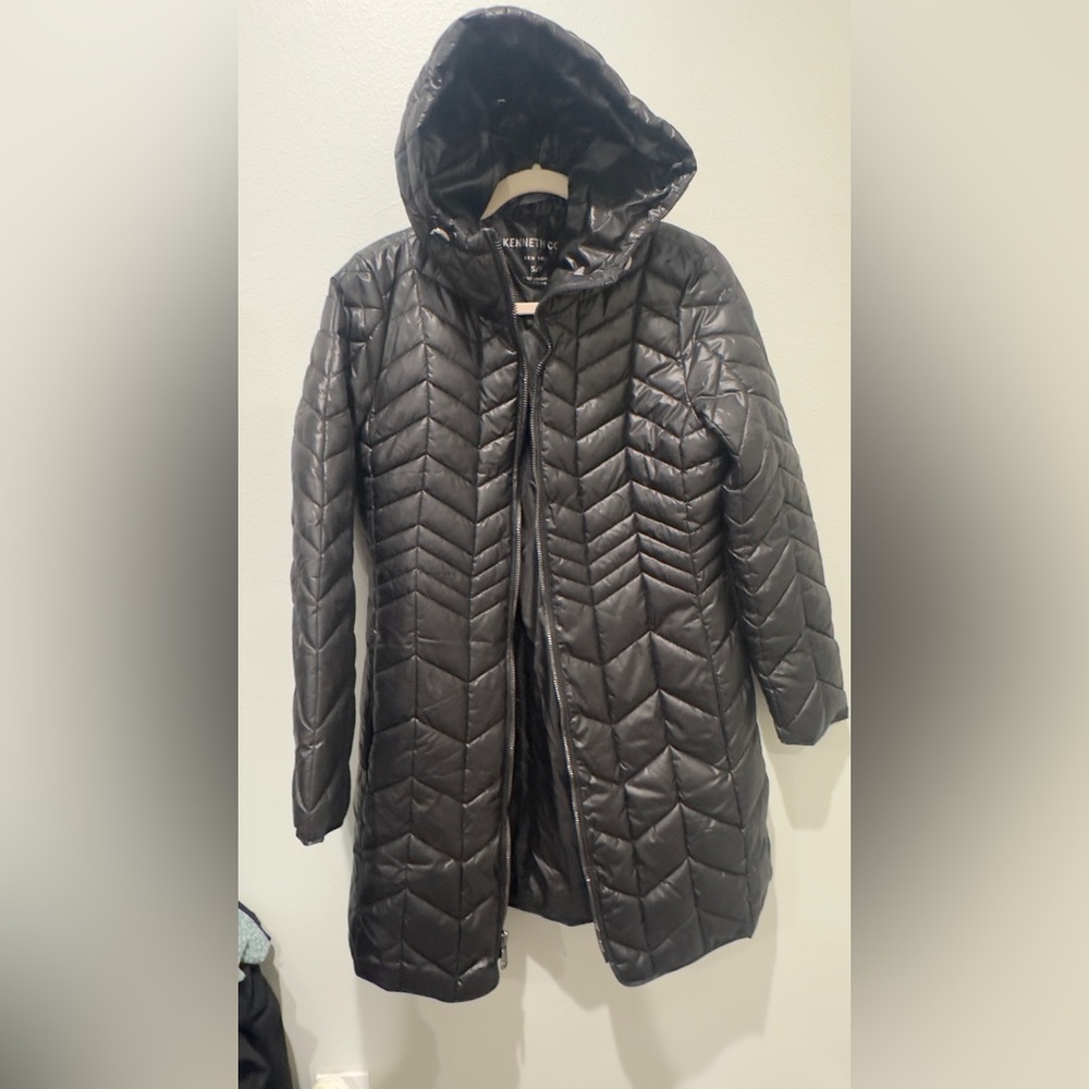 Kenneth Cole Black Chevron Quilted Jacket